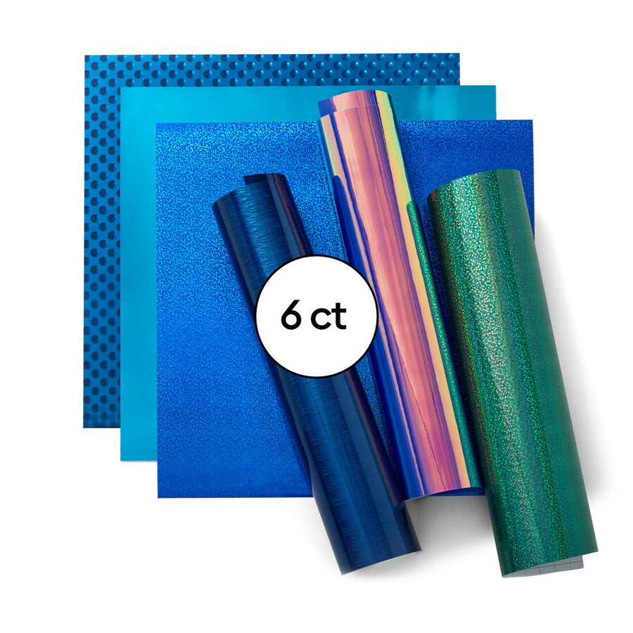 holografisches vinyl blaues sampler-set – permanent 6 stück