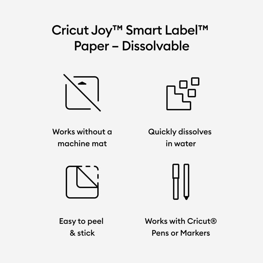cricut joy smart label papier – wasserlöslich weiß