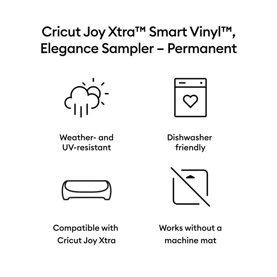 cricut joy xtra smart vinyl – permanent sampler elegance 3 stück