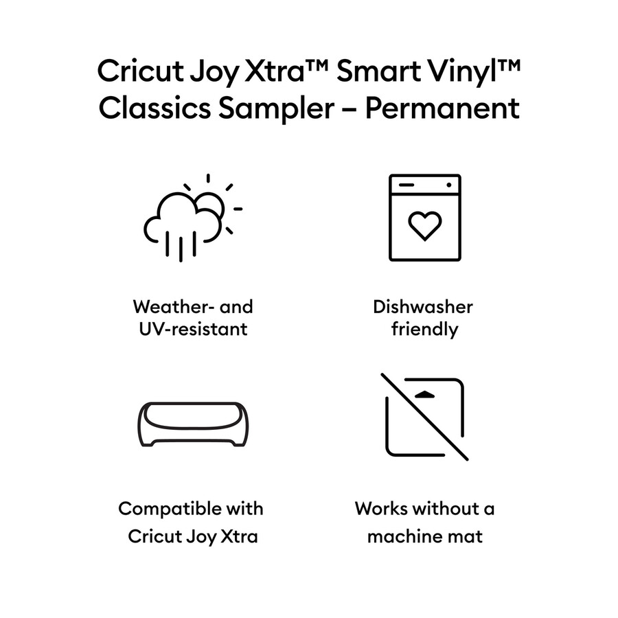cricut joy xtra smart vinyl – permanent classics sampler 3 stück