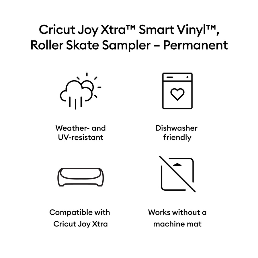 cricut joy xtra smart vinyl – permanent sampler roller skate 3 stück