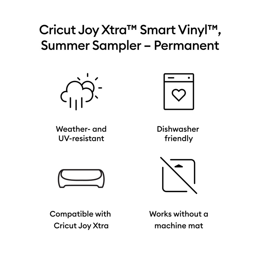cricut joy xtra smart vinyl – permanent sampler sommer 3 stück