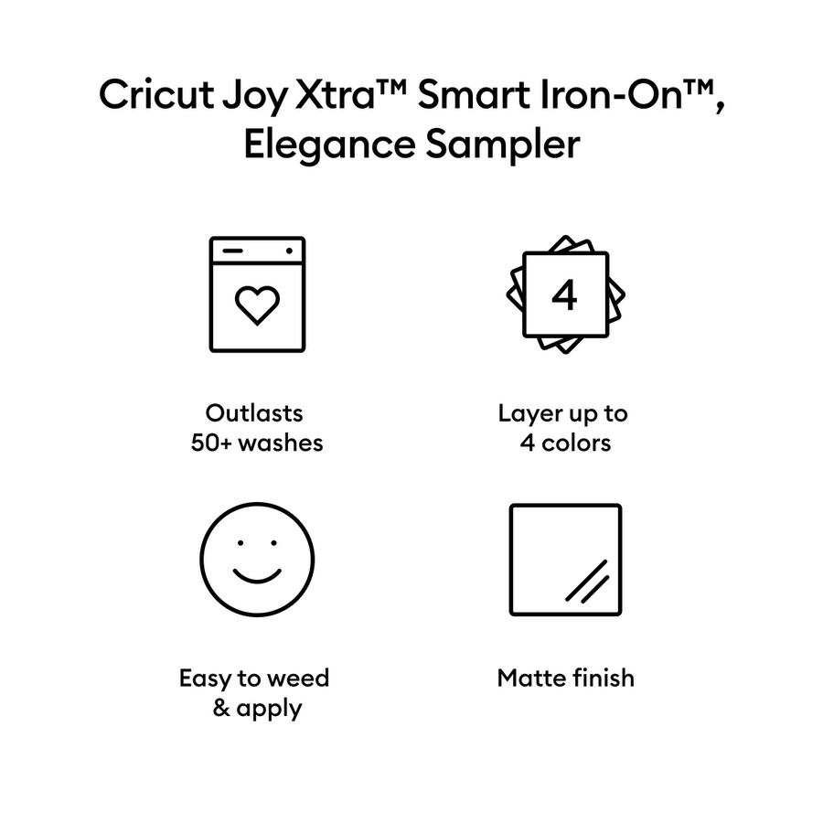 cricut joy xtra smart iron-on sampler elegance 3 stück