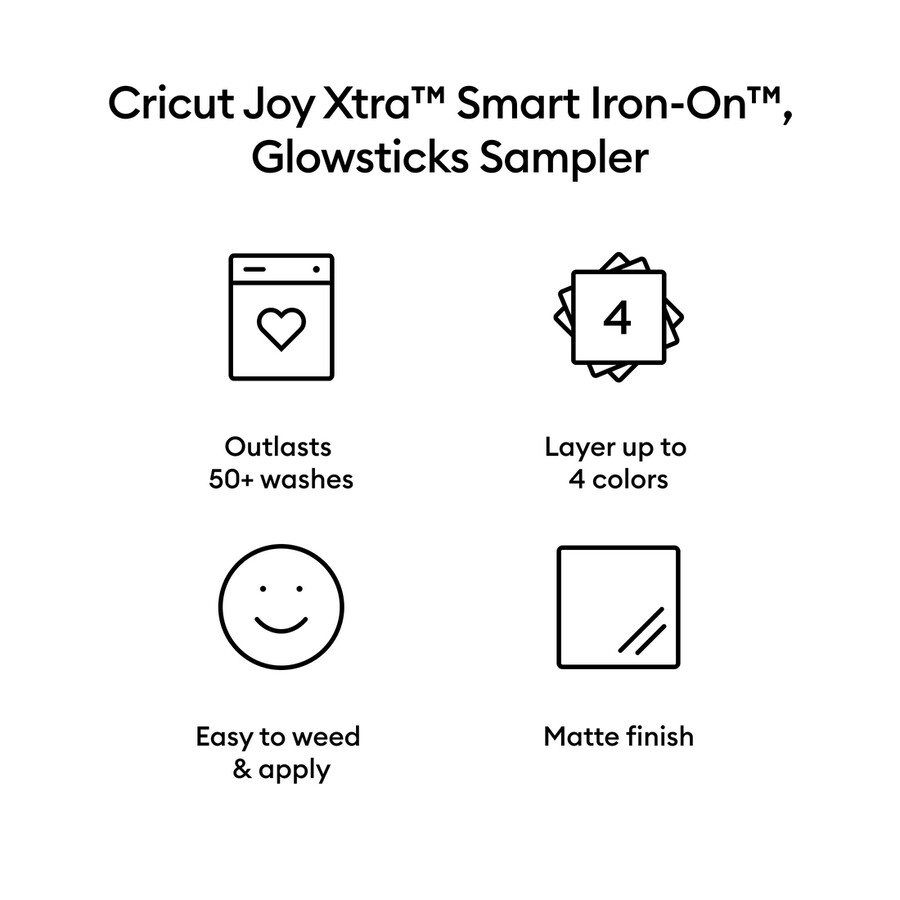 cricut joy xtra smart iron-on sampler leuchtstäbe 3 stück