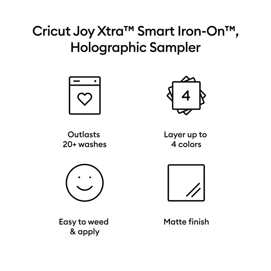 cricut joy xtra smart iron-on sampler holographic 3 ct