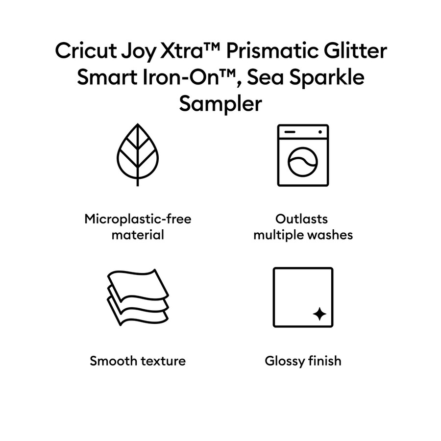 cricut joy xtra prismatic glitter smart iron-on sea sparkle sampler 3 stück