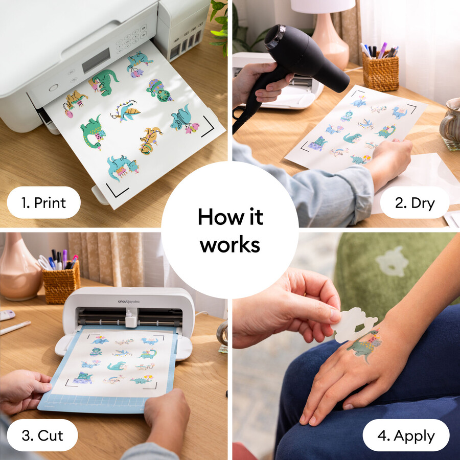 cricut bedruckbare temporäre tattoo-bögen – 85 zoll x 11 zoll 8 stück