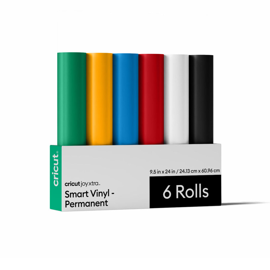 cricut joy xtra smart vinyl mattelose permanentfolie sortiments-probierpackung - 95 zoll x 24 zoll 6 stück