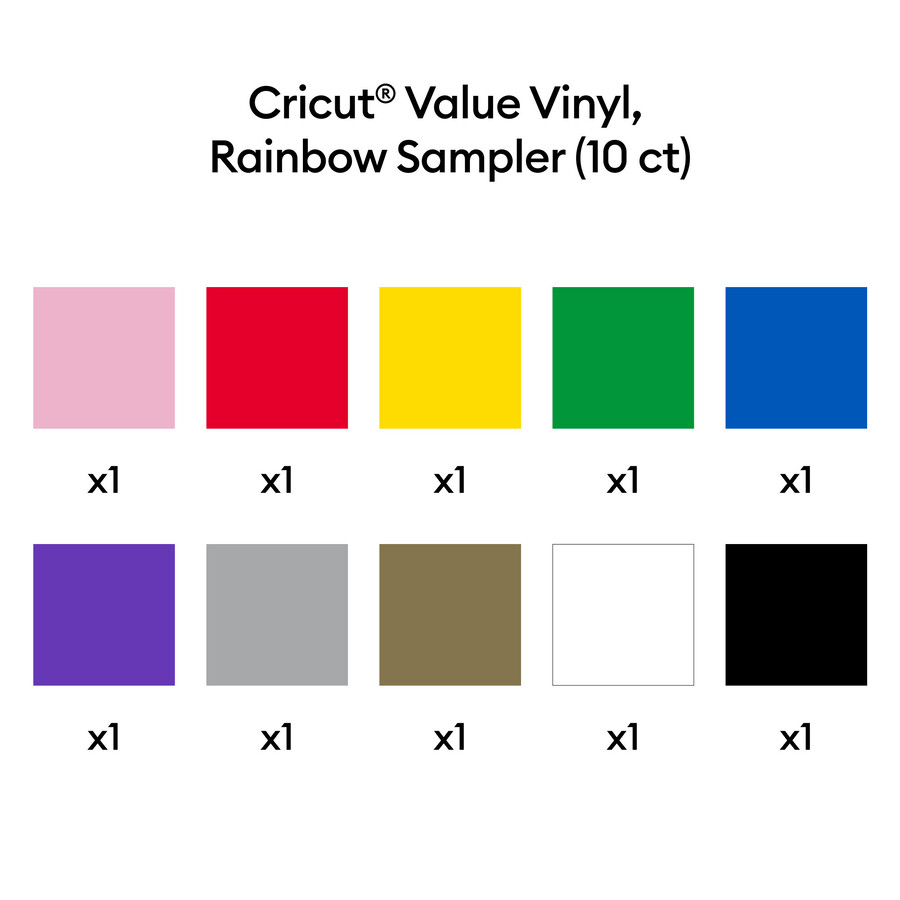 cricut value vinyl regenbogen-sampler - 12 zoll x 12 zoll 10 stück