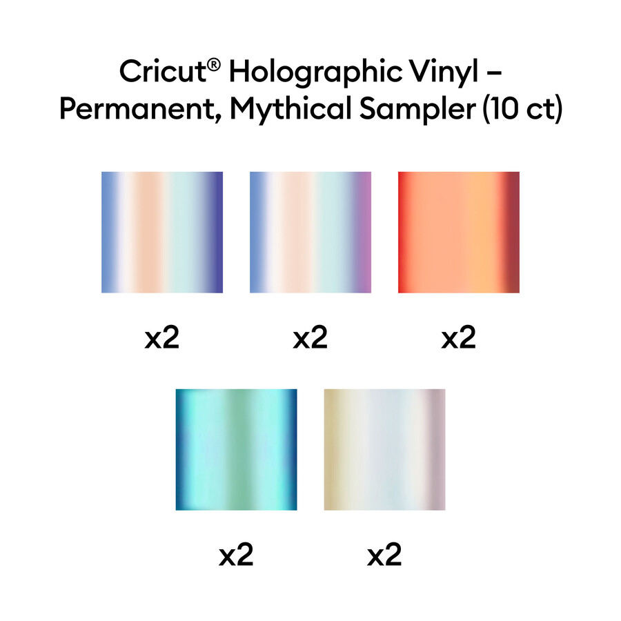 cricut holographic vinyl – permanent mythical sampler - 12 in x 12 in 10 ct