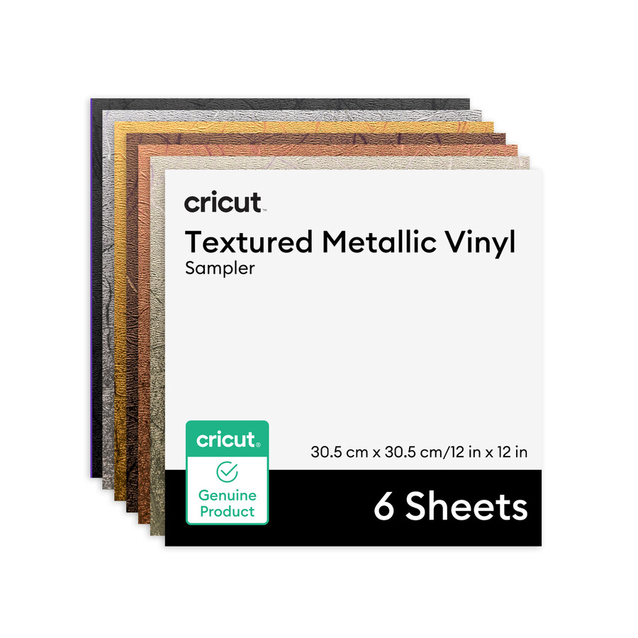 cricut strukturierte metallic-vinylfolie – permanent luxus-probierpackung – 12 zoll x 12 zoll 6 stück