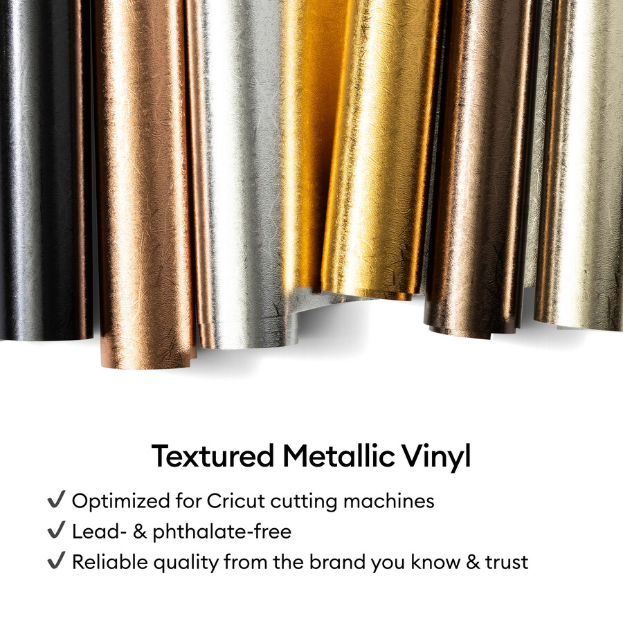 cricut strukturierte metallic-vinylfolie – permanent luxus-probierpackung – 12 zoll x 12 zoll 6 stück