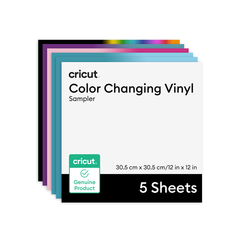 cricut temperaturaktivierte farbwechselnde vinylfolie – permanent regenbogen-probierpackung – 12 zoll x 12 zoll 5 stück