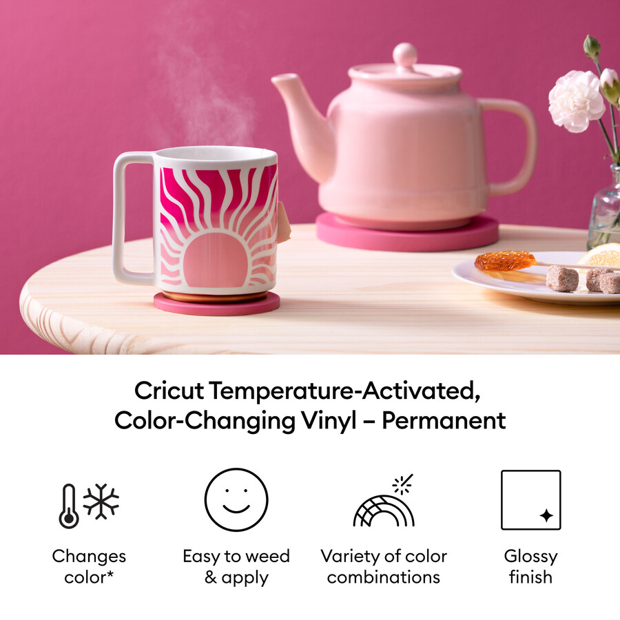 cricut temperaturaktivierte farbwechselnde vinylfolie – permanent regenbogen-probierpackung – 12 zoll x 12 zoll 5 stück