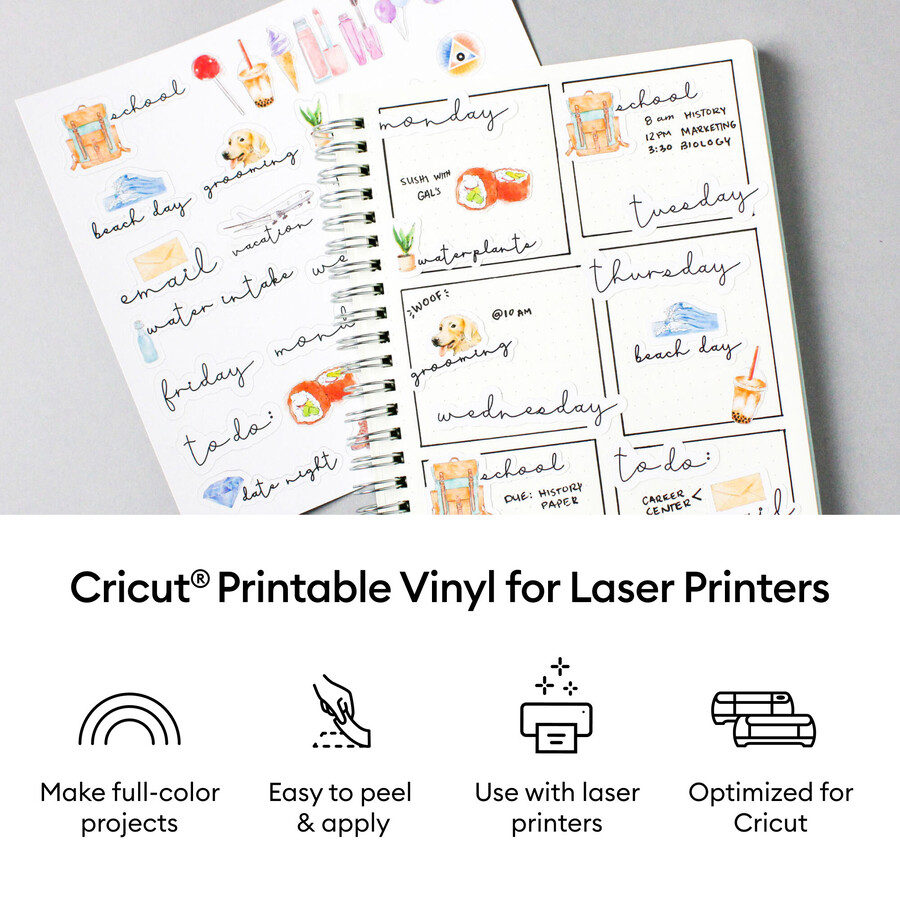 cricut bedruckbare vinylfolie für laserdrucker – 85 zoll x 11 zoll 25 stück