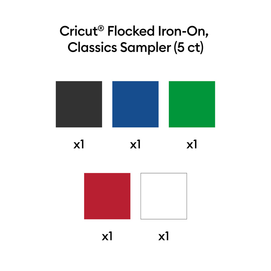 cricut beflockte bügelfolie classics sampler - 12 zoll x 12 zoll 5 stück