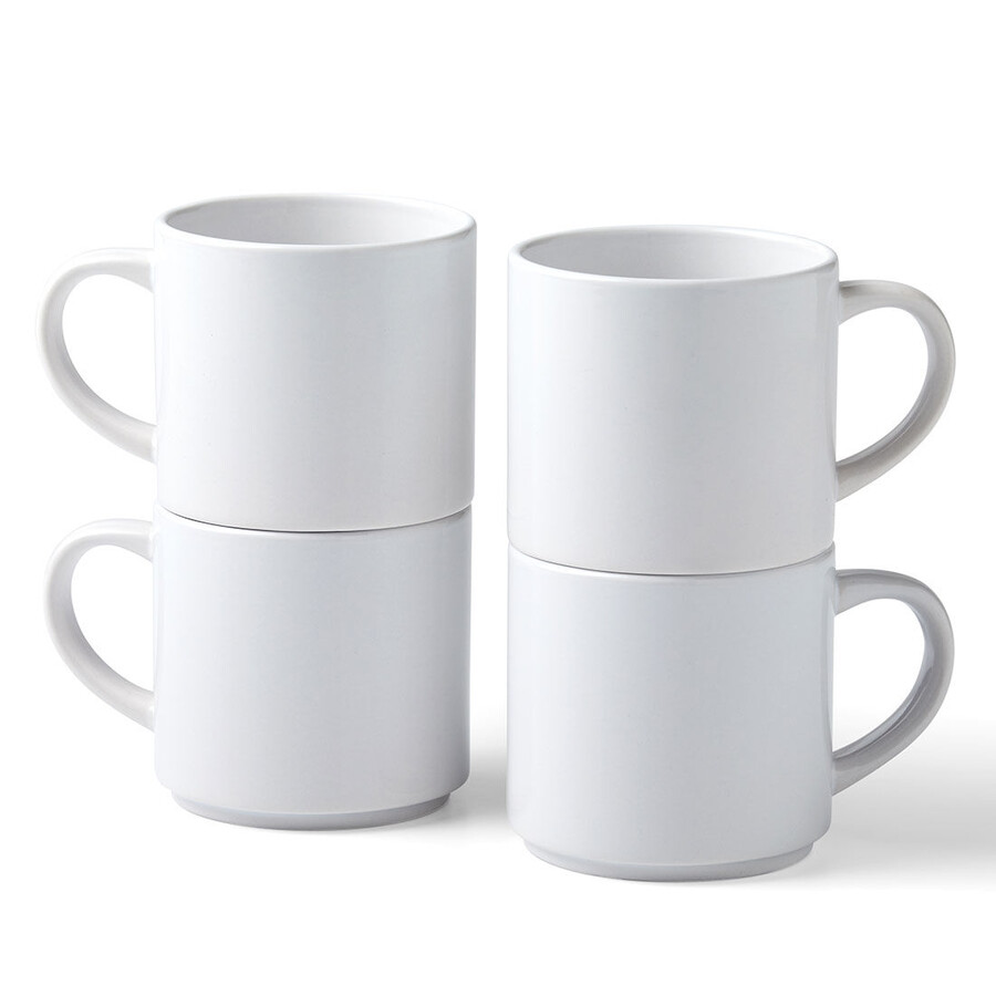 stapelbarer keramikbecher weiß - 10 oz300 ml 4 stück