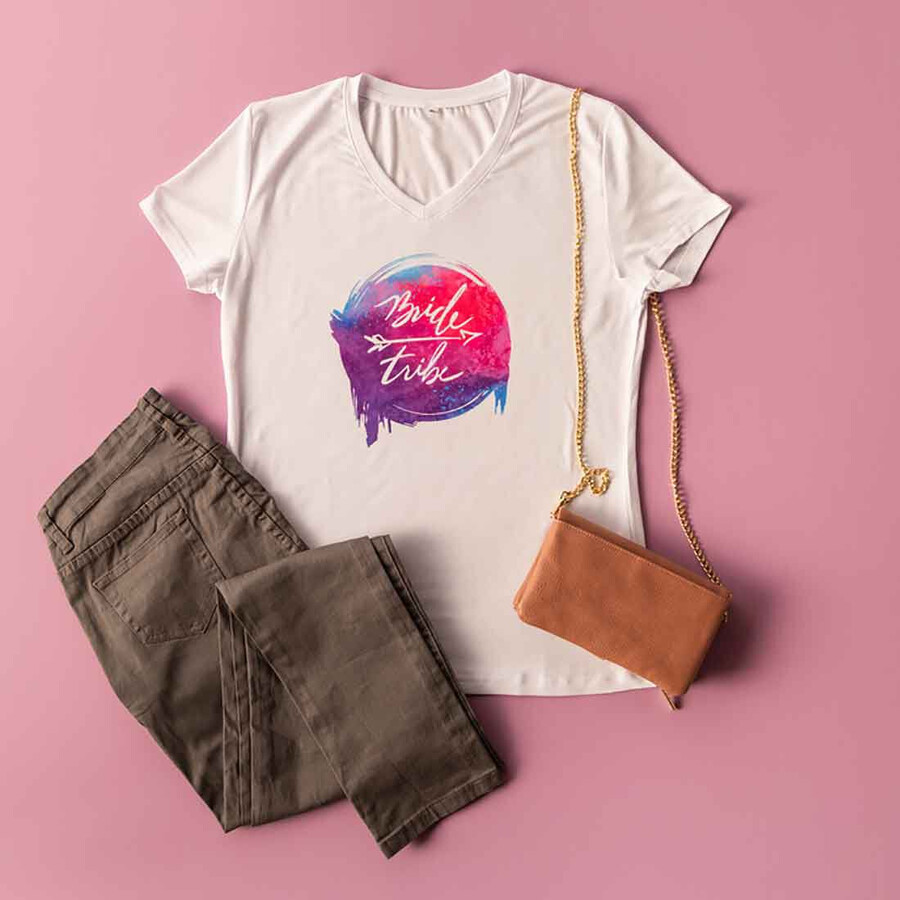 damen-t-shirt unbedruckt v-ausschnitt